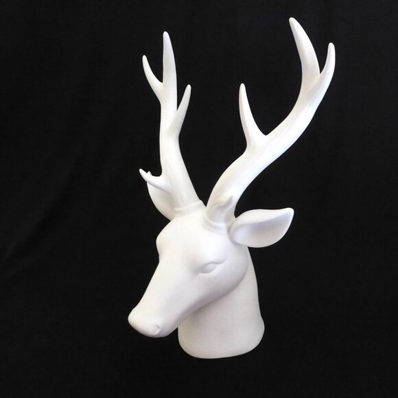 NEW 15” PORCELAIN WHITE STAG DEER ANTLERS HEAD TABLE TOP PORCELAIN STATUE - Picture 8 of 12